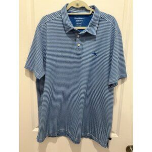 Tommy Bahama Polo XXL Men's  Striped Island Zone Royal Blue White